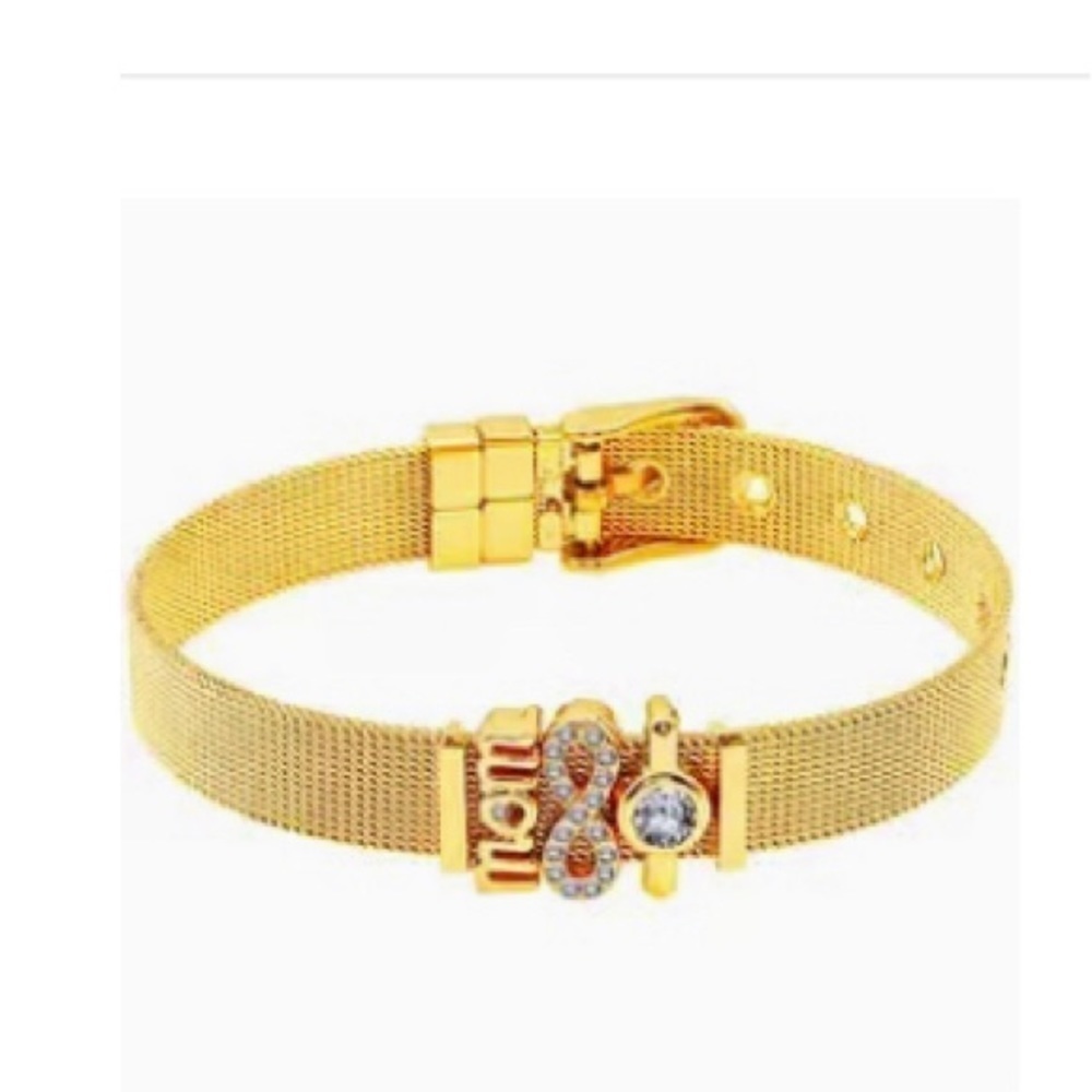 Mom Gold Mesh Adjustable Bracelet